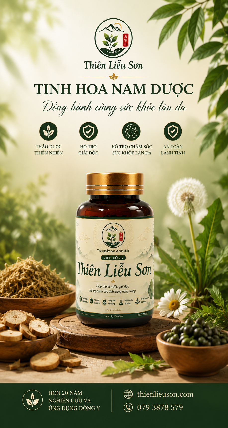 Viên uống Thiên Liễu Sơn – lọ 100 viên thảo dược